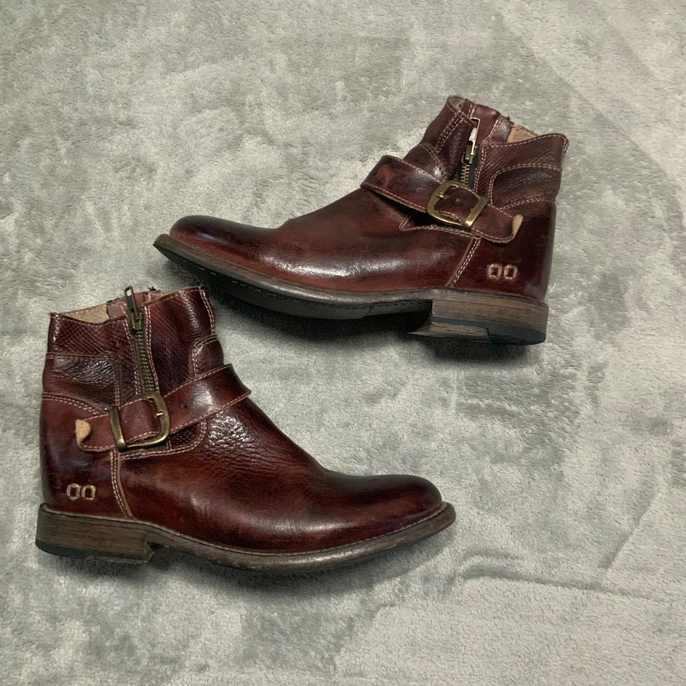 Bed Stu Becca Brown Leather Moto Ankle Boots Vintage Boho/Cottage Chic Women 6.5